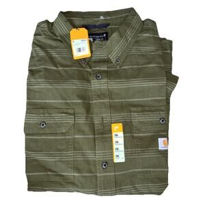 Carhartt Men's Loose Fit Midweight Chambray 2XL XXL Long Sleeve Shirt Green NEW